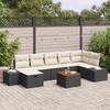 VidaXL 8-Piece Garden Sofa Set with Cushions Black Poly Rattan 3360932