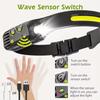 COB LED Sensor Headlamp USB перезаряжаемый супер яркий индукционный Headlight с 5 режимами для рыбалки кемпинга походов на открытом воздухе