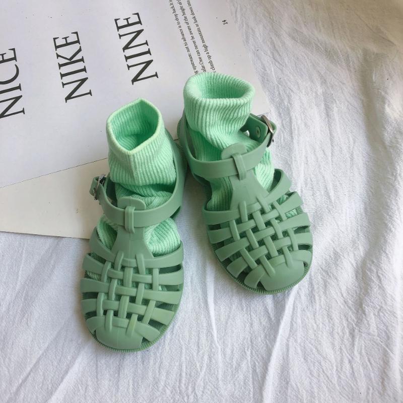 Сандалии для девочек, резиновые туфли для мальчиков, детские римские туфли с мягкой подошвой