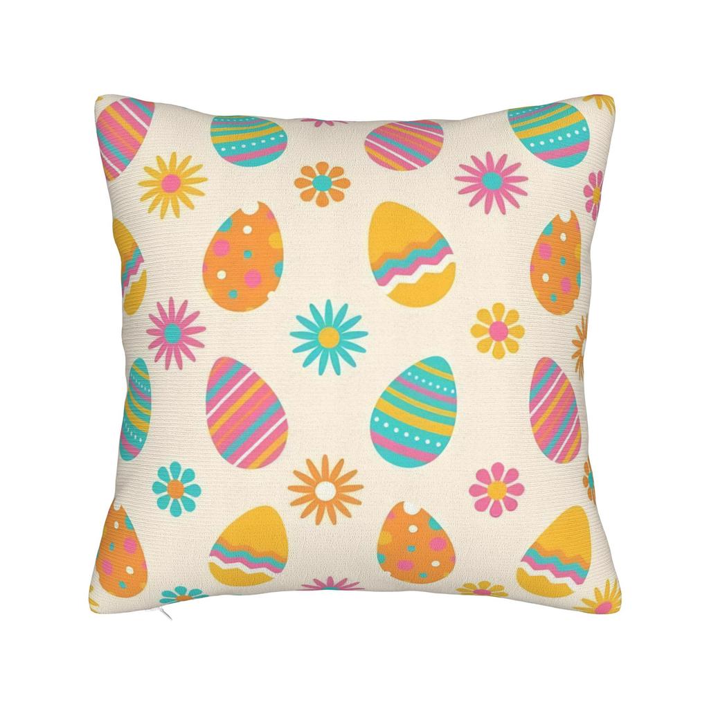 Easter Rabbit Throw Pillow Cover Polyester Decorative Pillow Bunny Flower Casual Pillowcase
