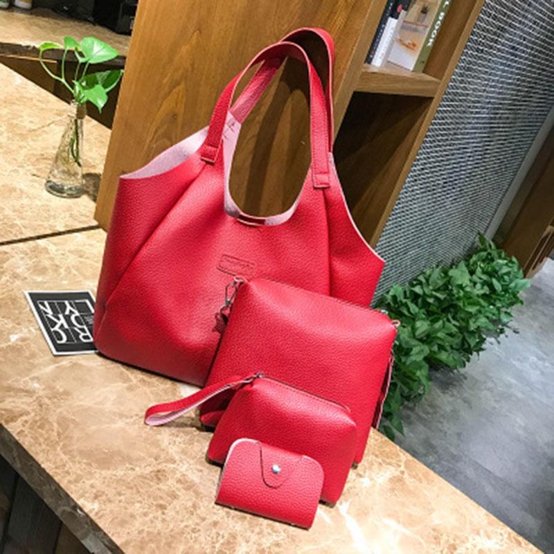 Handbags Women Fashion Messenger Shoulder Noble Tote Bags 4pcs Purse Set