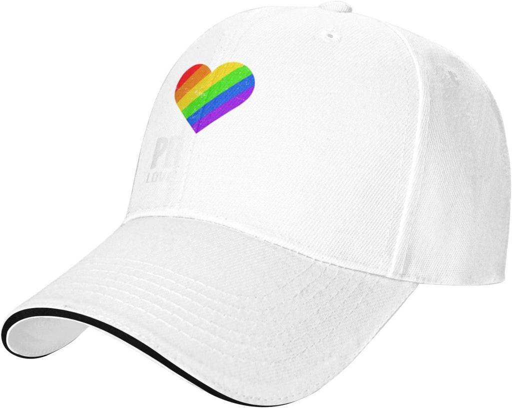 Rainbow Heart Pride LGBT Adjustable Baseball Cap Casual Polyester Baseball Hat Unisex