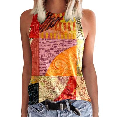 Летняя майка пэчворк с 3D-принтом «Маленькая ромашка», женская уличная одежда Y2k, топы оверсайз, жилет с открытыми плечами, без рукавов, женская майка