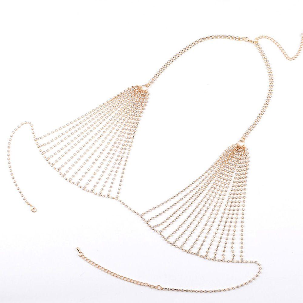 Сетчатая одежда для вечеринок Женская сексуальная Стразы Стильные Хрустальные Украшения Украшения для бюстгальтера Нижнее белье Бикини Цепочка