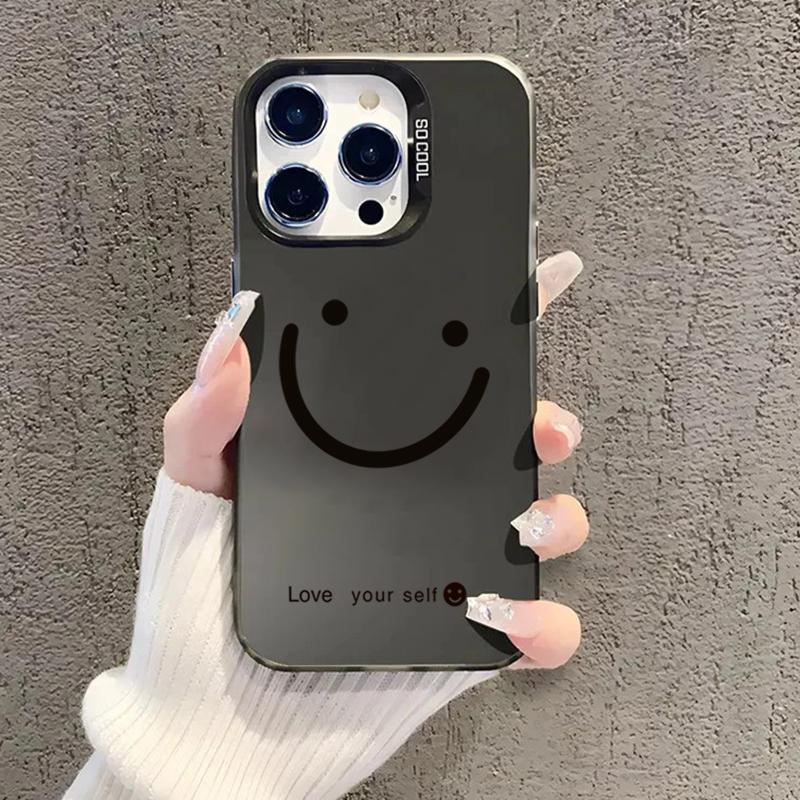 Smile Cheeks Electroplate Silver IMD Phone Case For iPhone 17 16 15 14 13 12 11 Pro Max 17 Air 16E X XS XR Matte Bumper Cover
