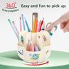 Pen Holder 360 Degree Rotating 7 Compartments Large Capacity Multifunctional Plastic Home School Office Desktop Stationery Pencil Organizer Container