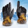 Driving Motorcycle Windproof Thicken Warm Touch Screen Gloves Leather Mittens Faux Fur Gloves