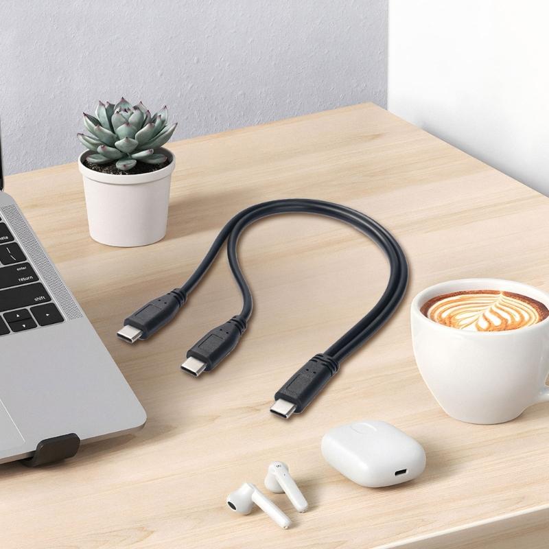 Кабель USB Type C 30 см на два штекера Type C Кабель для быстрой зарядки для смартфонов и планшетов Источник питания