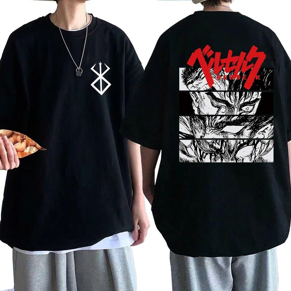 Футболки Berserk, забавная футболка унисекс, крутая футболка с рисунком манги, японское аниме, женская хлопковая футболка в стиле Харадзюку, манга, хип-хоп, футболки