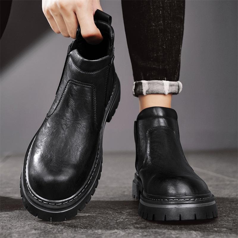 Golden Sapling Высококачественные Ретро Мужские Мотоциклетные Ботинки Новые Ботинки из Микрофибры Мужские Ботинки Уличные На Толстой Подошве Слипоны