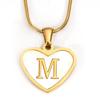 Heart-Shaped White Shell Letter Necklace in 18K Gold-Plated Titanium Steel