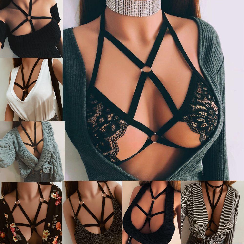 New Bralette Bustier Belt Lingerie Sexy Bandage Bra Cage Harness Push Up Crop Top