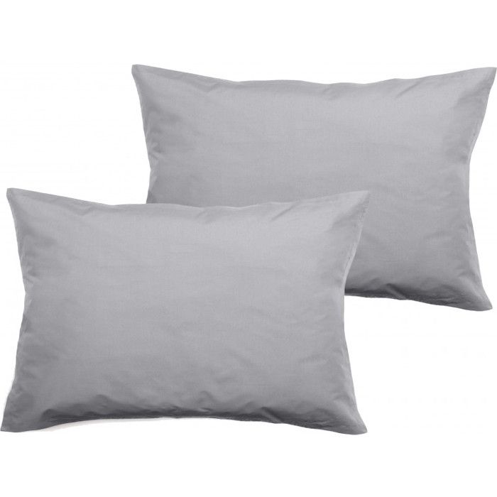 Set of 2 Percale Pillowcases Pure Combed Cotton Long Fibers 80 Threads/cm² South Wind - Pearl - Set of 2 Pillowcases 50 X 7
