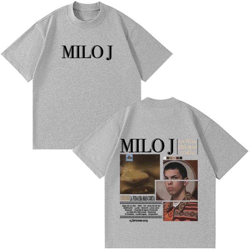 Rapper Milo J La Vida Era Mas Corta Tshirts Men Women Fashion Hip Hop Oversized T Shirt Cotton Short Sleeve Tee Shirt Streetwear