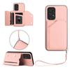 For Samsung Galaxy A53 5G Case Card Holder Kickstand Skin-Touch Phone Cover with Wrist Strap