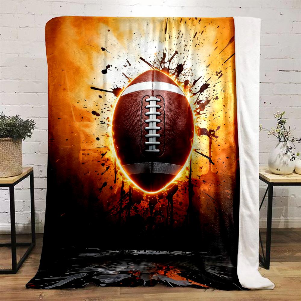 Fiery American Football Design Blanket Flannel blanket for bedroom, living room, sofa, and nap sofas.