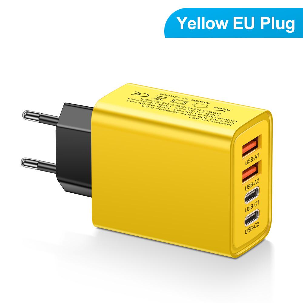 Многопортовое зарядное устройство для путешествий: 2 USB-C PD + 2 USB 2.4A для мобильных устройств