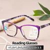 Elegant Large-framed Progressive Multifocal Reading Glasses Colored Floral Print Ultra Light Comfortable Far Sight Eyeglasses