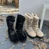 Женские большие размеры мягкие эластичные зимние теплые утепленные сноубутсы нескользящие износостойкие для улицы для отдыха и спорта хлопковые ботинки