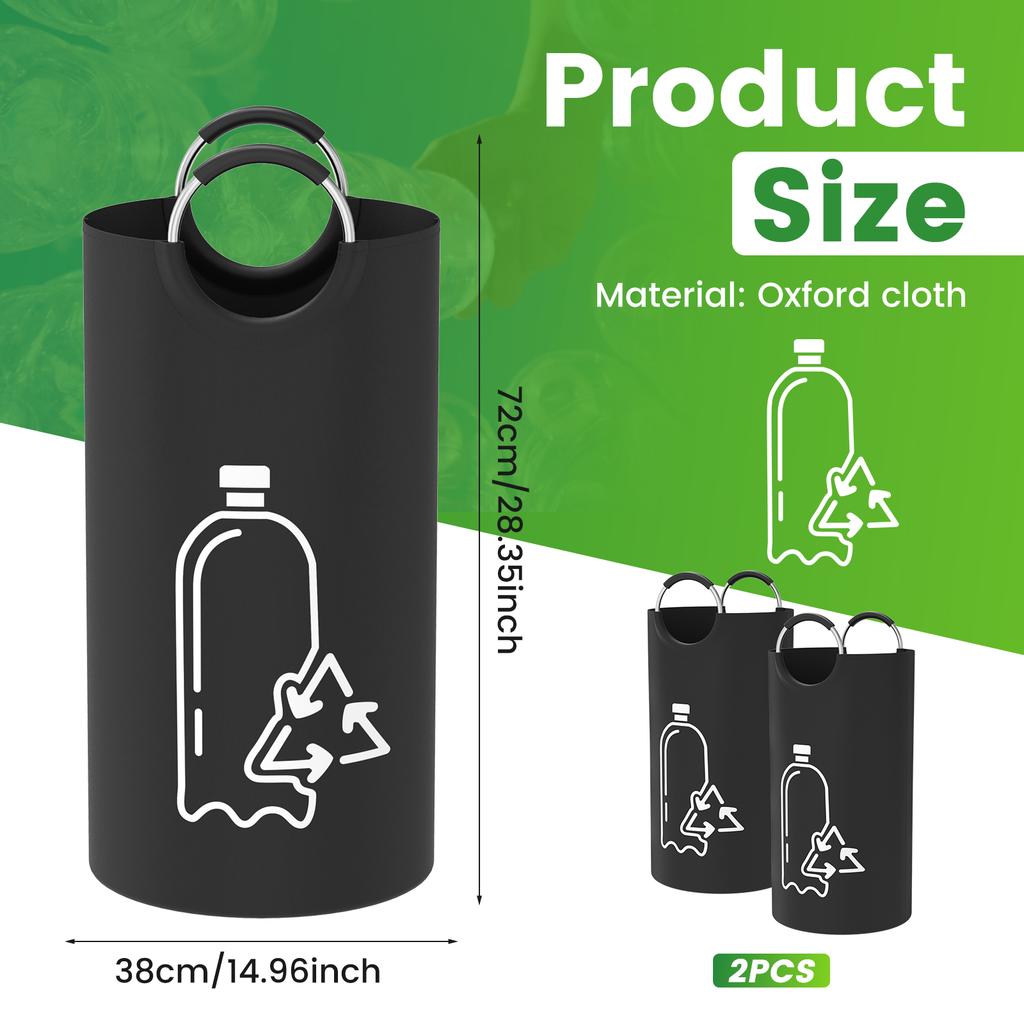 2/3Pcs 82L Empty Bottle Storage Basket Folding Kitchen Wastewater Bottle Collector Bag with Handle Large Capacity Bin for Home