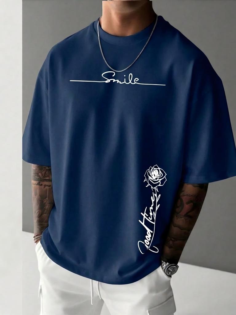 2026 Summer Unisexs Pure Cotton Tshirt with Simple Letter Print Street Outdoor Casual Fashionable Comfortable Soft Breathable