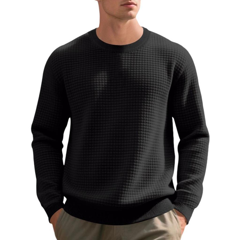 Men Lightweight Long Sleeve Pullover Solid Color Casual Loose Fall Winter Clothing