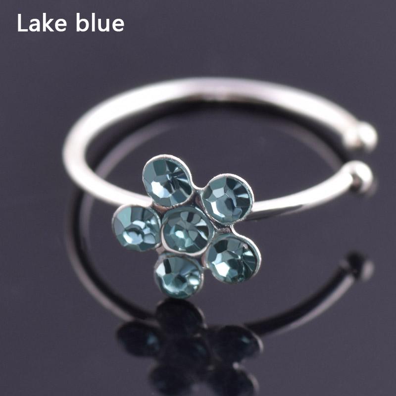 Поддельный цветок из горного хрусталя, кольцо для носа, клипса для губ в стиле панк, украшения для тела ADM