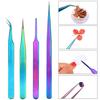 1Pc Curved Straight Tweezers Plating Eyelashes Extension Nail Art Rhinestones Picker Dead Skin Remover Manicure Makeup Tools