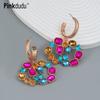 Fashion Multicolor Rhinestone Double Round Hoop Earrings Exaggerated 4 Color Geometric Earring for Women Jewelry PD1516