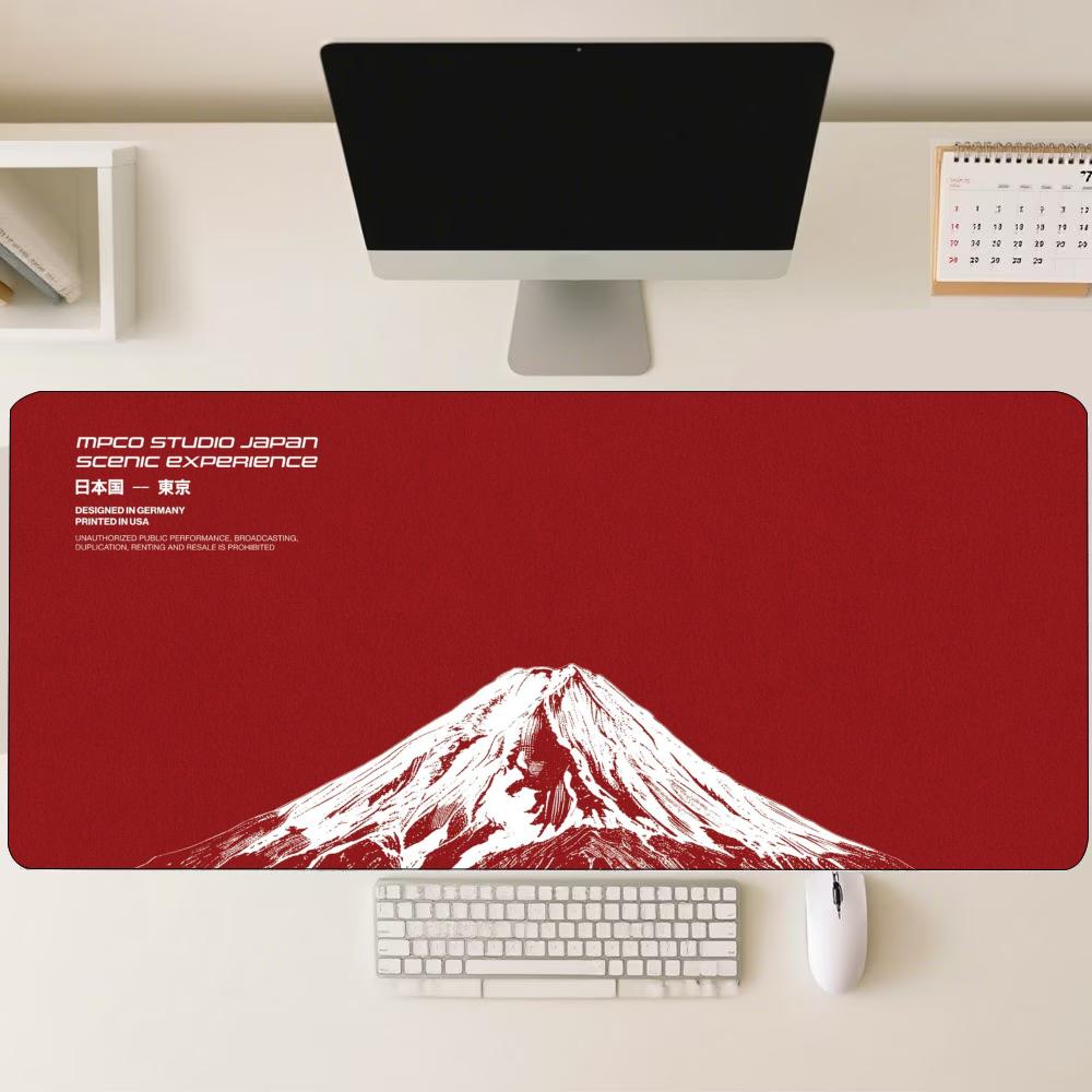 Mount Fuji Minimalist Large Extended Mouse Pad Nonslip Rubber Stitched Edges Print Desk Mat For Gaming Setup Office Workspace