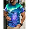 Men's Aurora Borealis Ice Cave Mountain 3D Landscape Print T Shirt Nature Scenery Short Sleeve Casual Top