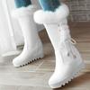 Women's High Heeled Boots, Waterproof Platform, Thick Heels, Autumn and Winter New Rabbit Hair Warm Plush Boots