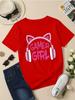 Gamer Girl Creative Printed Sleeve T-Shirt for Girls Stylish Print Casual Children Summer Top Clothing Round Neck Short