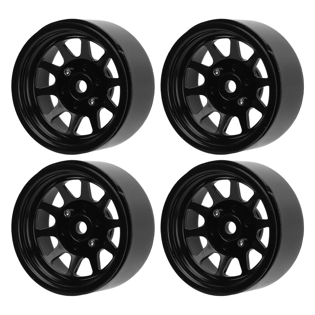 4PCS RC Wheel Rim Set Zinc Alloy Steel Universal 1.9 Inch 10 Rims RC Crawler Car Wheel Hub for Axial SCX10 II III Black
