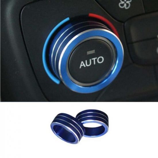 Blue Aluminum For Ford Escape Kuga 2017- Central Console AC Knob Cover Trim