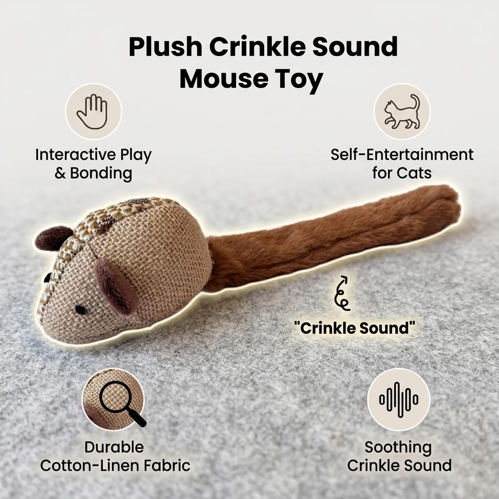 Cat Plush Sounding Mouse Toy for Indoor Outdoor Interactive Play