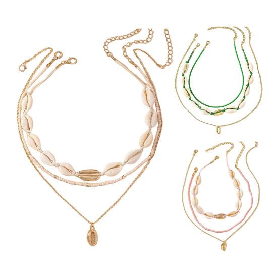3Pcs/Set Beaded Seashell Necklace Boho Style Lightweight Layered Shell Necklace Ocean Jewelry Accessory Gift