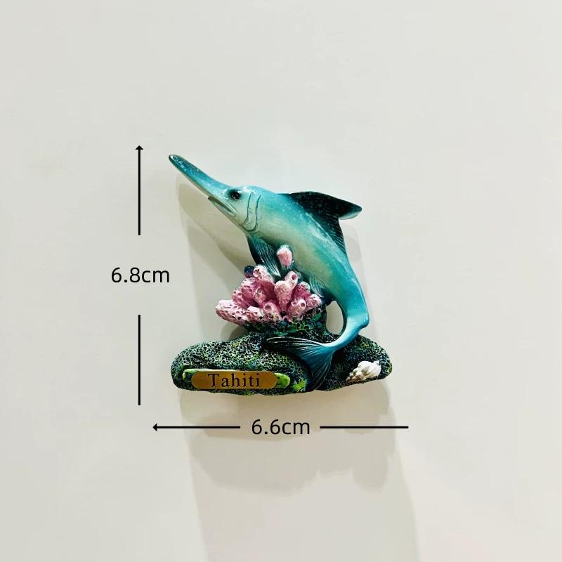 France Tahiti Marine Animals Resin Fridge Magnet Stickers Travel Souvenir Gift Landscape Refrigerator Magnet Home Kitchen Decor