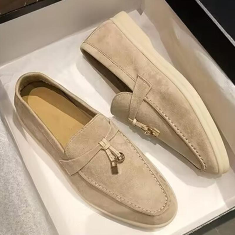 Women Loafers Suede Leather Flat Walking Shoes Casual Shoes