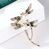 Fashion Women Crystal Pearl Animal Dragonfly Enamel Brooch Pin Custome Jewelry