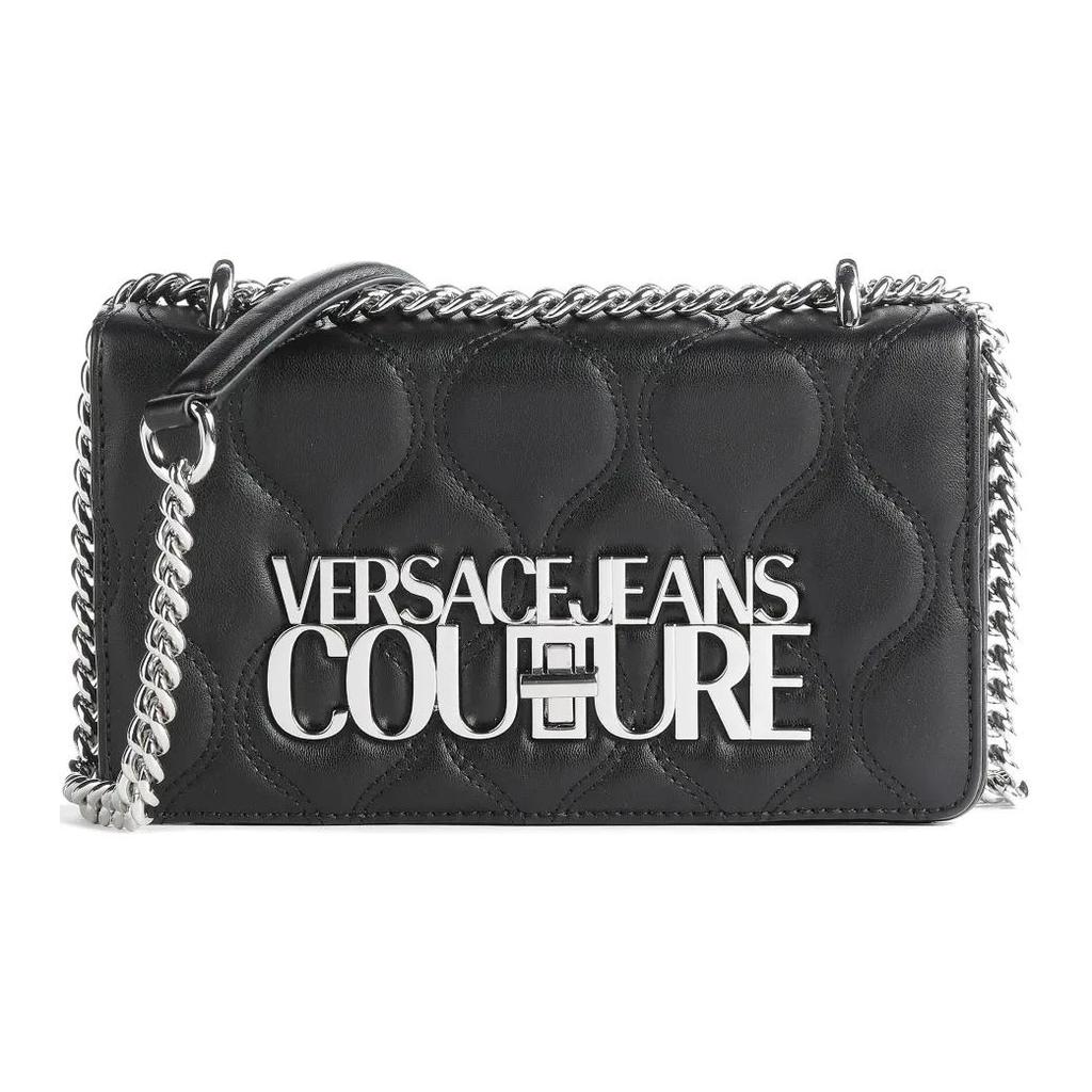 Versace Jeans Couture Wave Quilted Design Adjustable Chain Shoulder Bag Women Shoulder Bag Black 73VA4BL1-ZS409-899