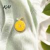 Fruit Pin with Rhinestone Leaf Lemon Slice Brooch Pin, Oil Dripping Leaf, Decorative Badge for Clothes Bags Scarves Bag Decoration
