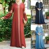Women's Ethnic Embroidered Patchwork Dress – Long-Sleeved Color Block Robe