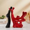 NEW Passionate Lover Hugging Couple Figure Beautiful Ceramic Home Decor Statue (Set of 2, Red & Black)