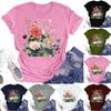 Women's Casual Round Neck Floral Print Short Sleeve T-Shirt Top