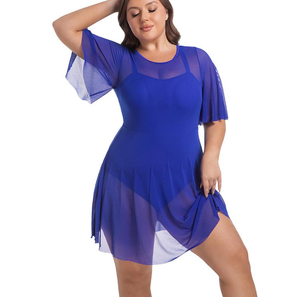 Женский слитный купальник большого размера 2025 с контролем живота и сетчатым утягивающим эффектом