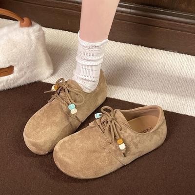 Модные женские одинарные туфли 2025 Весенне-осенний стиль Нескользящие На шнуровке Легкие Слипоны Лоферы