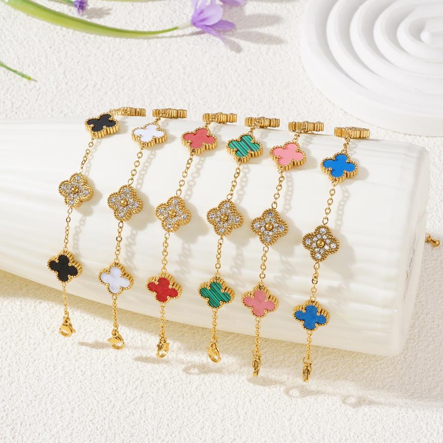 18k High-Grade Titanium Steel Bracelet Premium Feeling Women's Four-Leaf Clover Bracelet Fashion Hand Jewellery