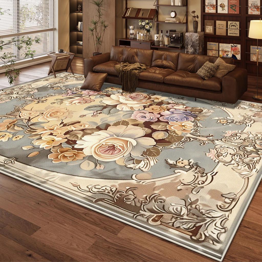 European Style Home Decoration Living Room Rug Non-slip Cute Girl Room Decor Carpet Floral Design Dressing Table Mat Washable