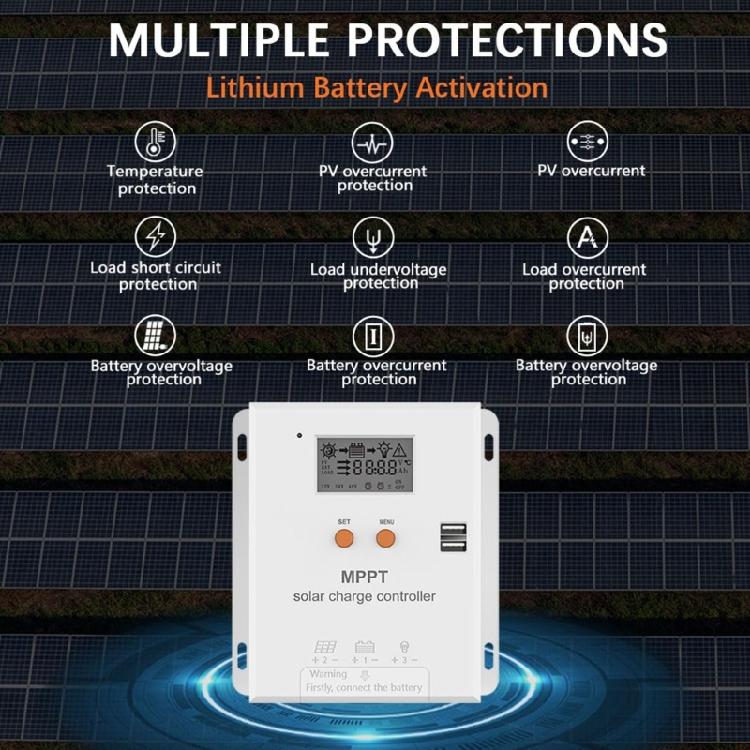 Промышленные MPPT-контроллеры заряда солнечных батарей Компенсация температуры аккумулятора Статистика мощности Запись для условий пустыни и побережья